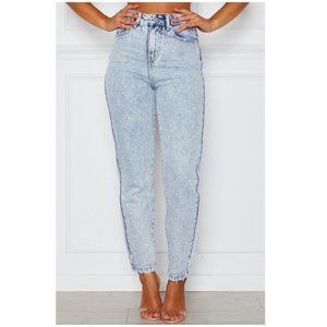White Fox Like Duh! Boyfriend Jeans Washed Denim M